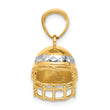 14k and White Rhodium D/C 3D Football Helmet Pendant