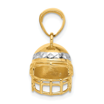 14k and White Rhodium D/C 3D Football Helmet Pendant