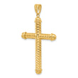 14K Polished and Diamond-cut Cross Pendant