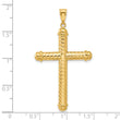 14K Polished and Diamond-cut Cross Pendant