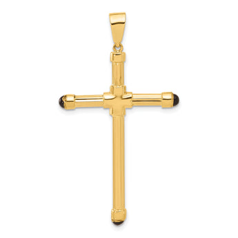 14K Polished with Black Onyx Cross Pendant