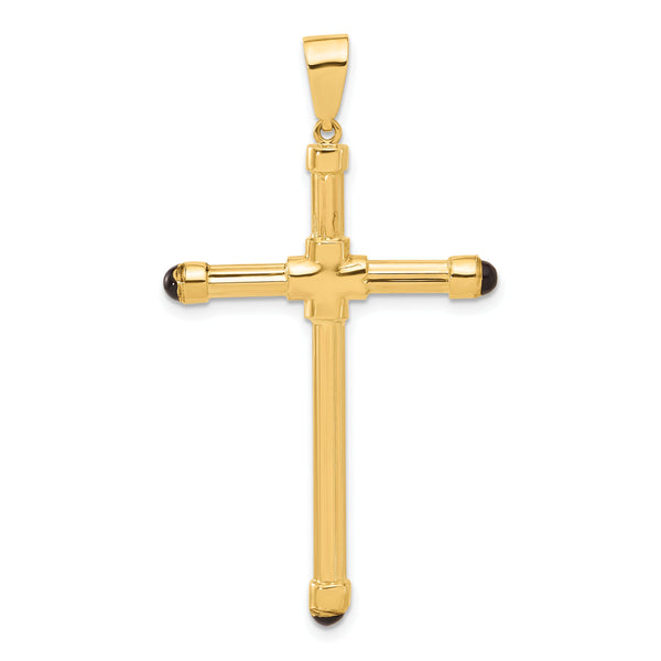 14K Polished with Black Onyx Cross Pendant