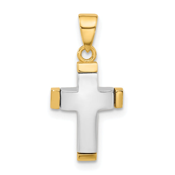 14K Two-tone Polished Cross Pendant