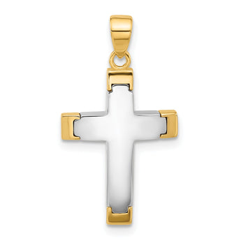14K Two-tone Polished Cross Pendant