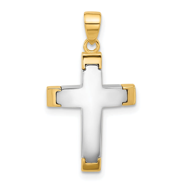 14K Two-tone Polished Cross Pendant