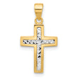 14K Two-tone Polished and Diamond-cut Cross Pendant