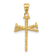 14K Polished and Textured Nails Cross Pendant