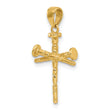 14K Polished and Textured Nails Cross Pendant
