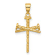 14K Polished and Textured Nails Cross Pendant