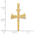 14K Polished and Textured Nails Cross Pendant