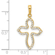 14k and White Rhodium D/C Pointed Cross Pendant