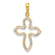 14k and White Rhodium D/C Pointed Cross Pendant