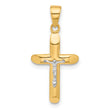 14K Two-tone Polished and Textured Crucifix Pendant