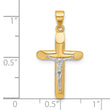 14K Two-tone Polished and Textured Crucifix Pendant