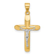 14K Two-tone Polished and Textured Crucifix Pendant