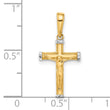 14k and White Rhodium D/C Crucifix Cross Pendant