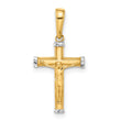 14k and White Rhodium D/C Crucifix Cross Pendant