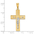 14K Two-tone Polished and Textured Crucifix Pendant