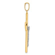 14K Two-tone Polished and Textured Crucifix Pendant