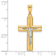 14K Two-tone Polished and Textured Crucifix Pendant