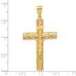 14K Polished and Textured Crucifix Pendant