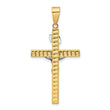 14K Two-tone Polished and Diamond-cut Crucifix Pendant