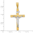 14K Two-tone Polished and Diamond-cut Crucifix Pendant