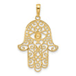 14k and White Rhodium D/C Filigree Hamsa Pendant