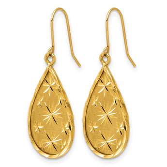 14K Yellow Gold Diamond-Cut Teardrop Dangle Earrings for Women - Birthstone Company