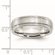 Cobalt Satin and Polished Ridged Edge 6mm Band - Birthstone Company