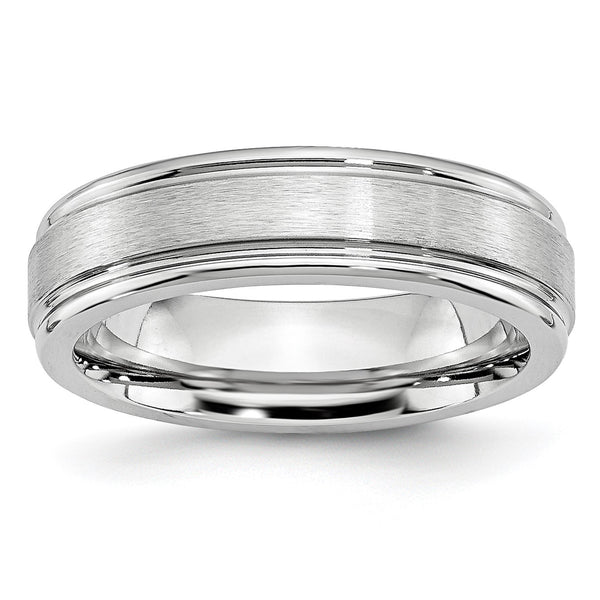 Cobalt Satin and Polished Ridged Edge 6mm Band - Birthstone Company