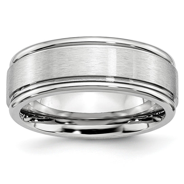 Cobalt Satin and Polished Ridged Edge 8mm Band - Birthstone Company