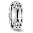 Cobalt Polished and Satin Grooved 6mm Band - Birthstone Company