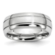 Cobalt Polished and Satin Grooved 8mm Band - Birthstone Company