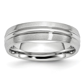 Cobalt Satin and Polished Grooved 6mm Band - Birthstone Company