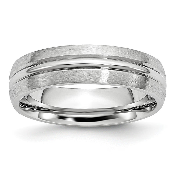 Cobalt Satin and Polished Grooved 6mm Band - Birthstone Company