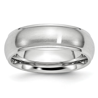 Cobalt Satin and Polished 7mm Ridged Edge Band - Birthstone Company