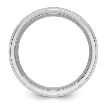 Cobalt Brushed and Polished with CZ Beveled 8mm Band - Birthstone Company