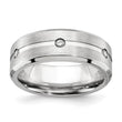 Cobalt Brushed and Polished with CZ Beveled 8mm Band - Birthstone Company