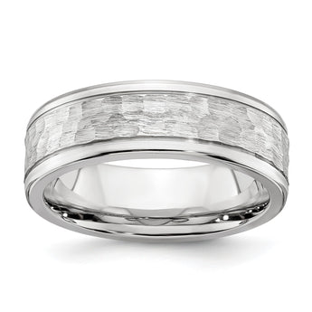 Cobalt Brushed and Polished Hammered Center 7mm Band - Birthstone Company