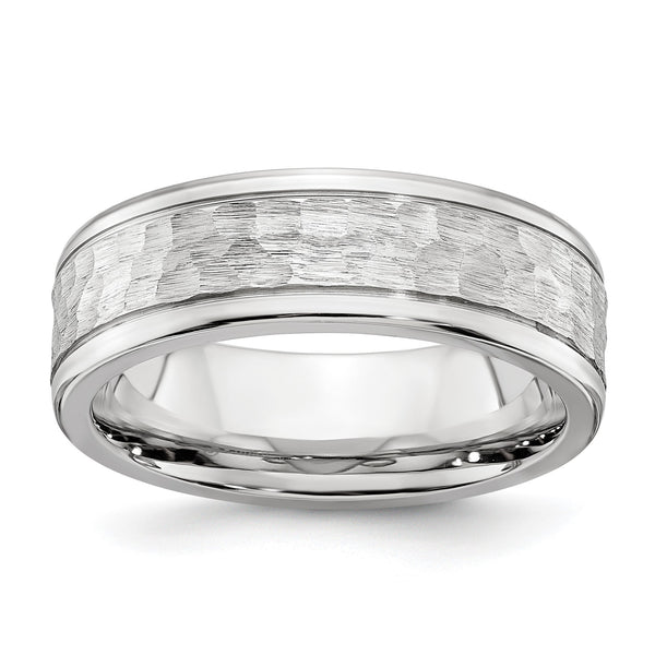 Cobalt Brushed and Polished Hammered Center 7mm Band - Birthstone Company