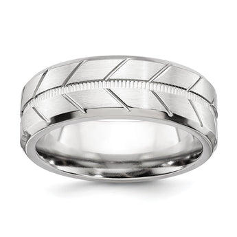 Cobalt Brushed and Polished Beveled 8mm Band - Birthstone Company