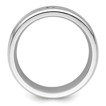 Cobalt Brushed and Polished with CZ  Beveled 8mm Band