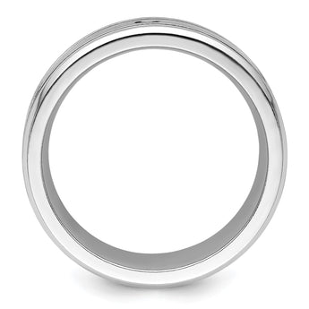 Cobalt Brushed and Polished with CZ  Beveled 8mm Band - Birthstone Company