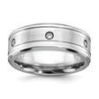 Cobalt Brushed and Polished with CZ  Beveled 8mm Band