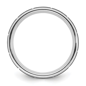 Cobalt Polished with Brushed Black IP-plated Grooved Center 8mm Band - Birthstone Company