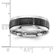 Cobalt Polished with Brushed Black IP-plated Grooved Center 8mm Band - Birthstone Company