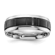 Cobalt Polished with Brushed Black IP-plated Grooved Center 8mm Band - Birthstone Company