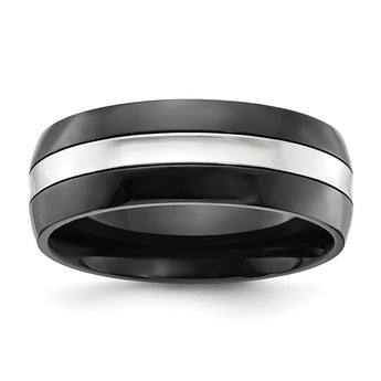 Cobalt Polished Black IP-plated 8mm Band - Birthstone Company