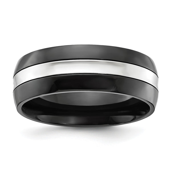 Cobalt Polished Black IP-plated 8mm Band - Birthstone Company